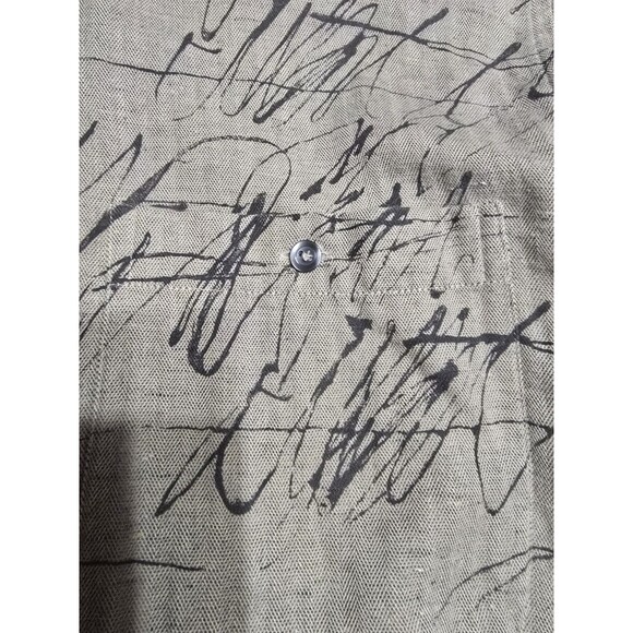 Vintage Merseta Italy Shirt Mens M Beige Herringbone Abstract Print Button Up - Picture 14 of 16